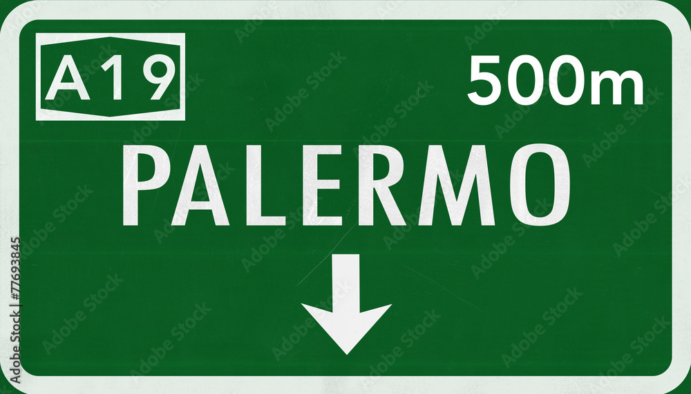 Palermo Italy Highway Road Sign