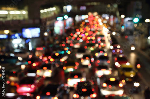 blurred image of trafficat night in thailand