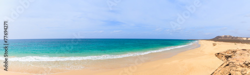 Landscape with beach  the sea and the clouds in the blue sky  Bo