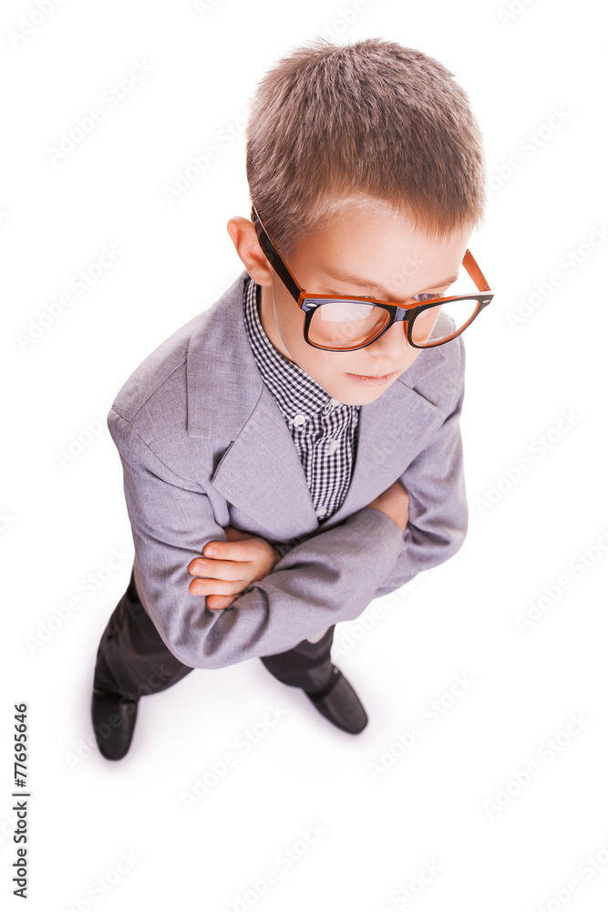 Boy in a suit isolated on the white