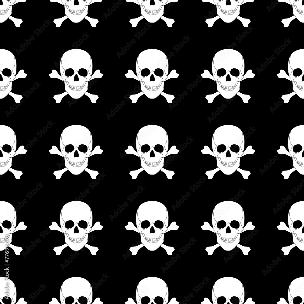  seamless pattern with skulls and bones.