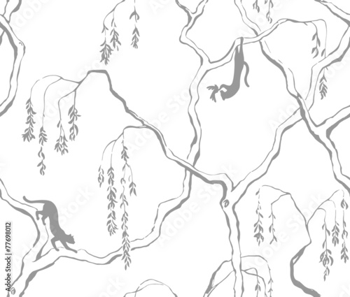 Photography Seamless hand drawn ink pattern with wild cats