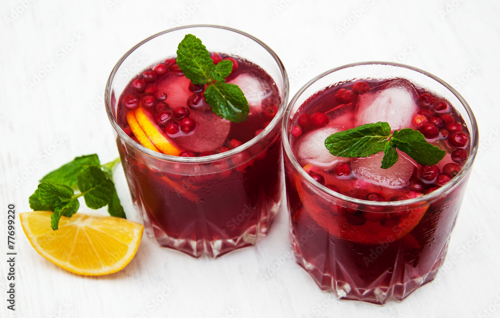 Cranberry cocktail with mint Cranberry cocktail with mint