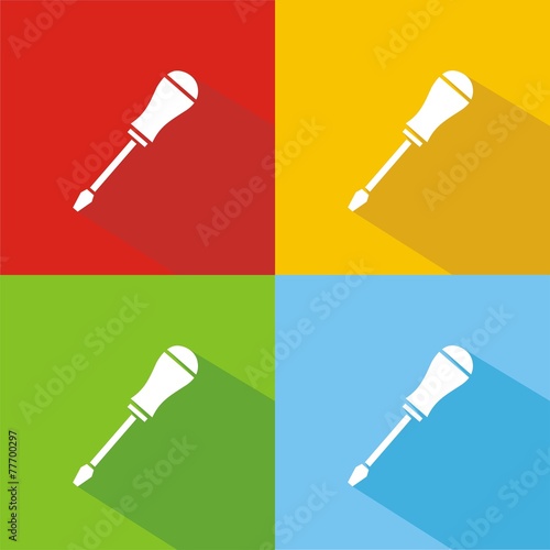 Iconos destornillador colores sombra
