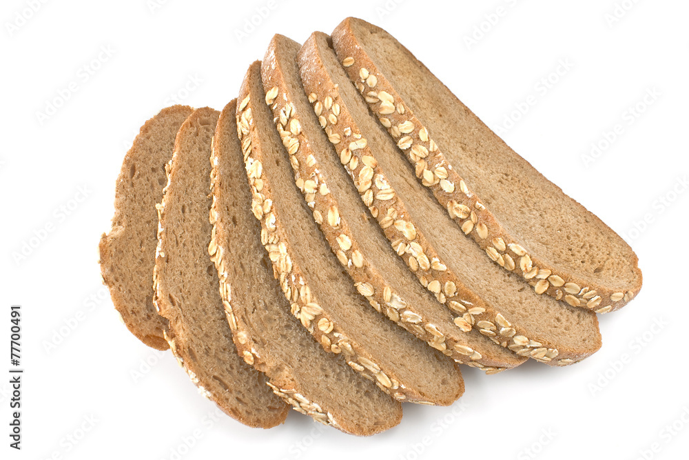 Baked bread with seeds isolated on white Baked bread with seeds isolated on white
