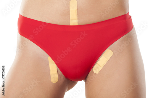 Adhesive plasters to the groin because of a various problems photo