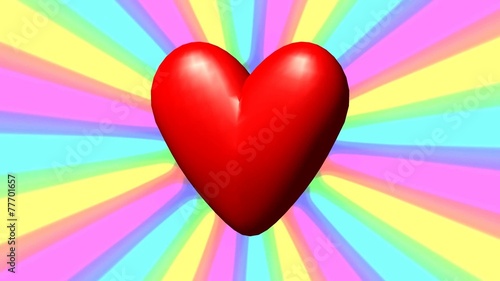 Love heart with rainbow waves seamless loop video