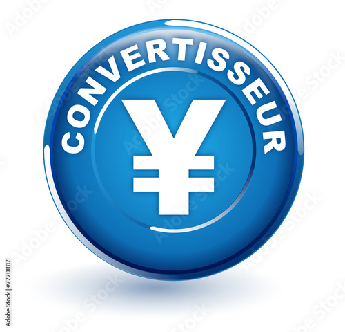 convertisseur yen sur bouton bleu