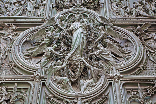 Milan - gate of the Cathedral - Virgin Mary with the angels