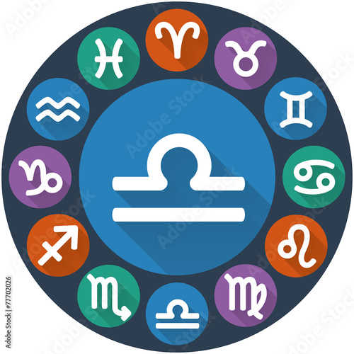 Signs of the zodiac circle - Libra. Astrological flat icon