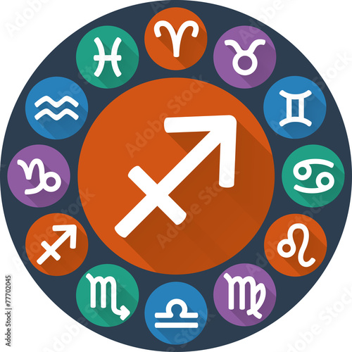 Signs of the zodiac circle - Sagittarius. Astrological flat icon