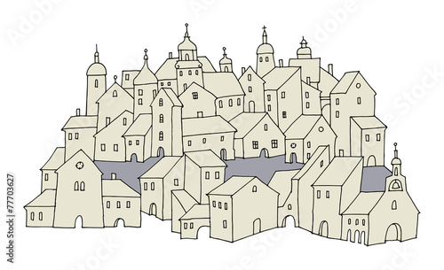 Cartoon hand drawing houses