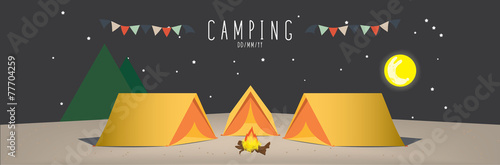 illustration vector of a campsite. (Night)