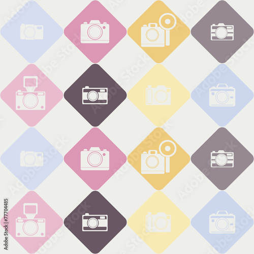 Canvas Print seamless background with photo camera symbols for your design