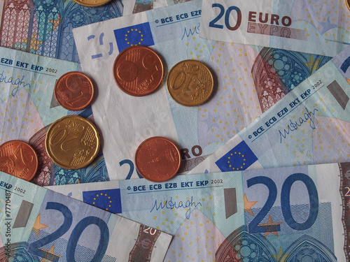 Euro notes and coins photo