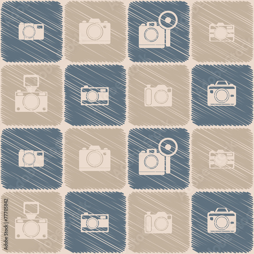 Fototapeta seamless background with photo camera symbols for your design
