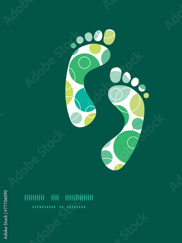 Vector abstract green circles footprints silhouettes pattern