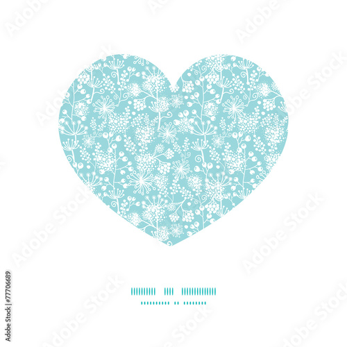 Vector blue and white lace garden plants heart silhouette