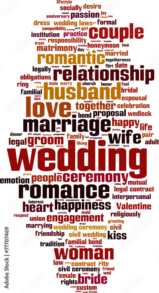 Wedding word cloud concept. Vector illustration Wedding word cloud concept. Vector illustration