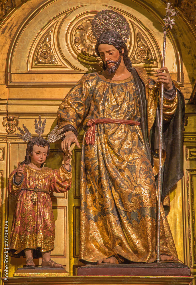 Seville - The polychrome carved statue of st. Joseph