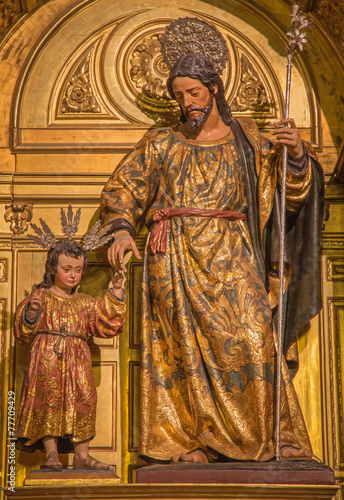 Seville - The polychrome carved statue of st. Joseph