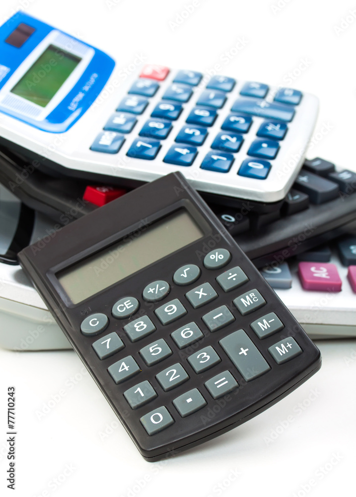 Many different design calculators on a white background Many different design calculators on a white background