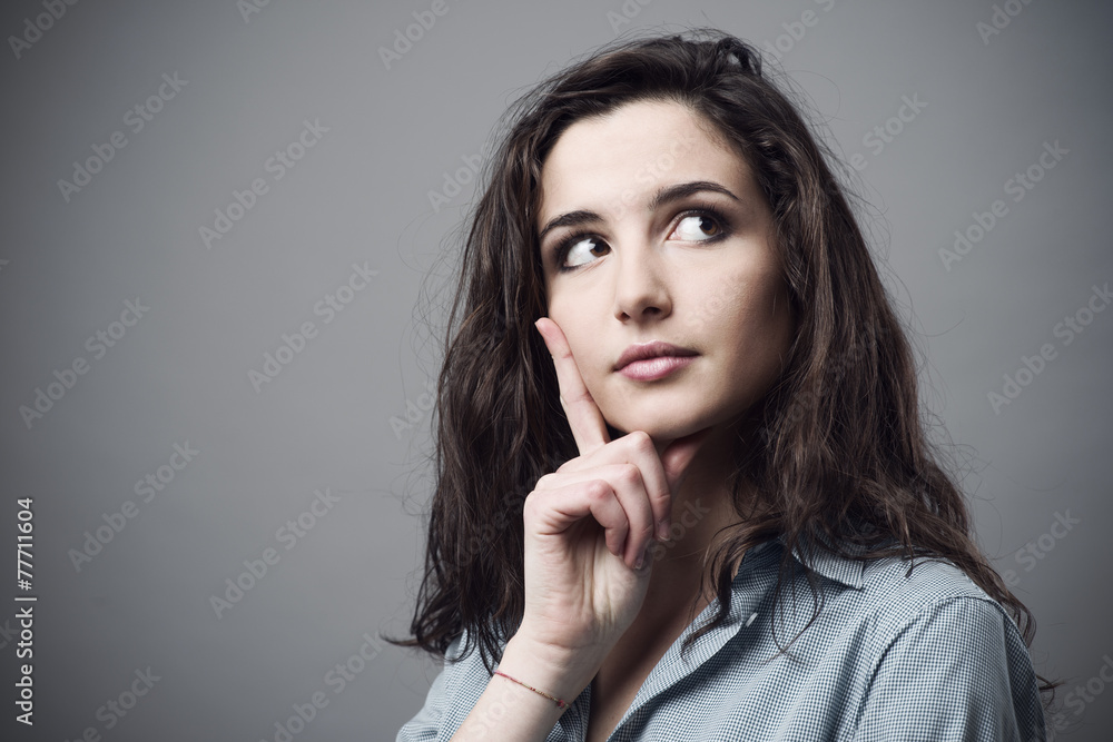 Woman thinking and making plans Woman thinking and making plans