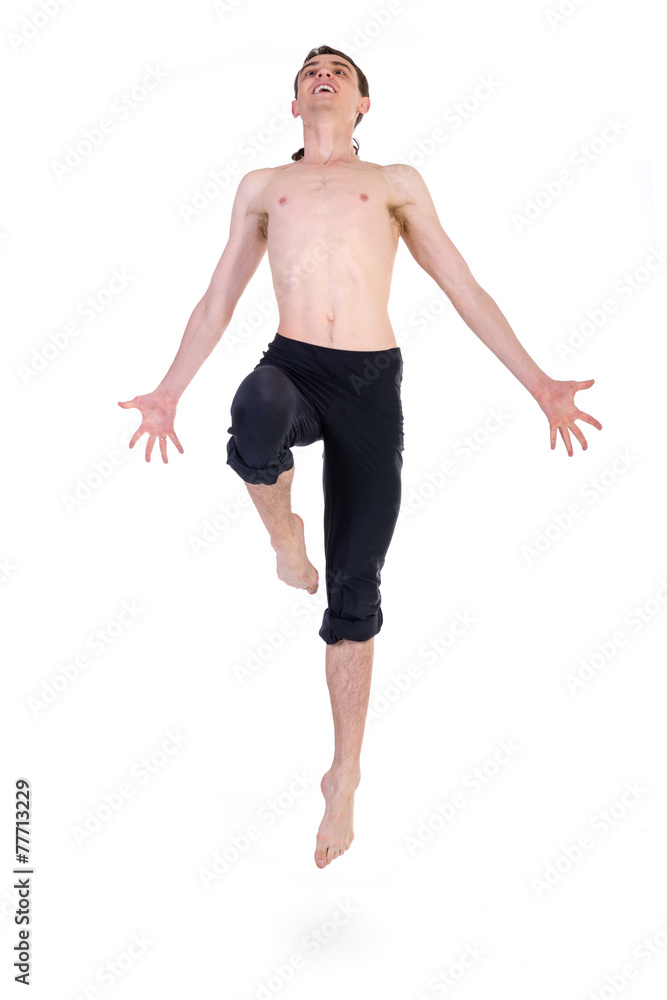 Fototapeta premium young and stylish modern ballet dancer jumping