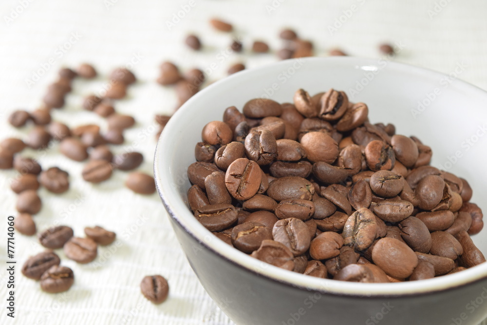 Roasted coffee beans. Roasted coffee beans.