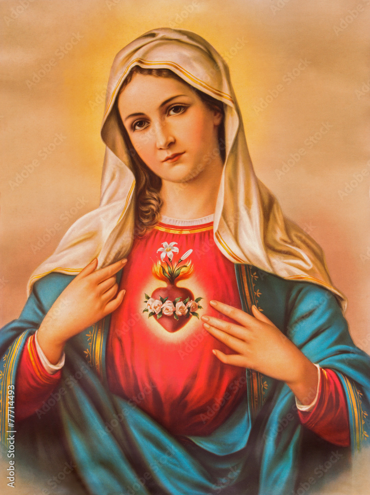 Naklejka premium Serce Maryi Panny - typowy obraz katolicki