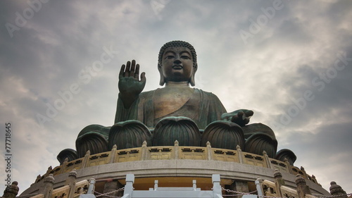 day light giant duddha statue 4k time lapse from hong kong china photo