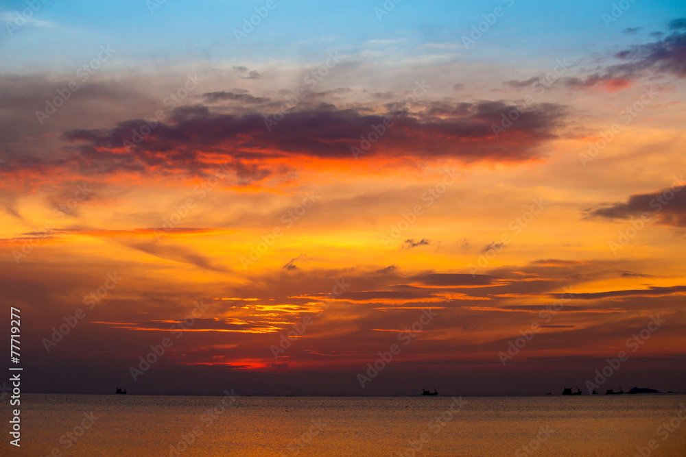 Sunset at the sea. Island Koh Phangan, Thailand
