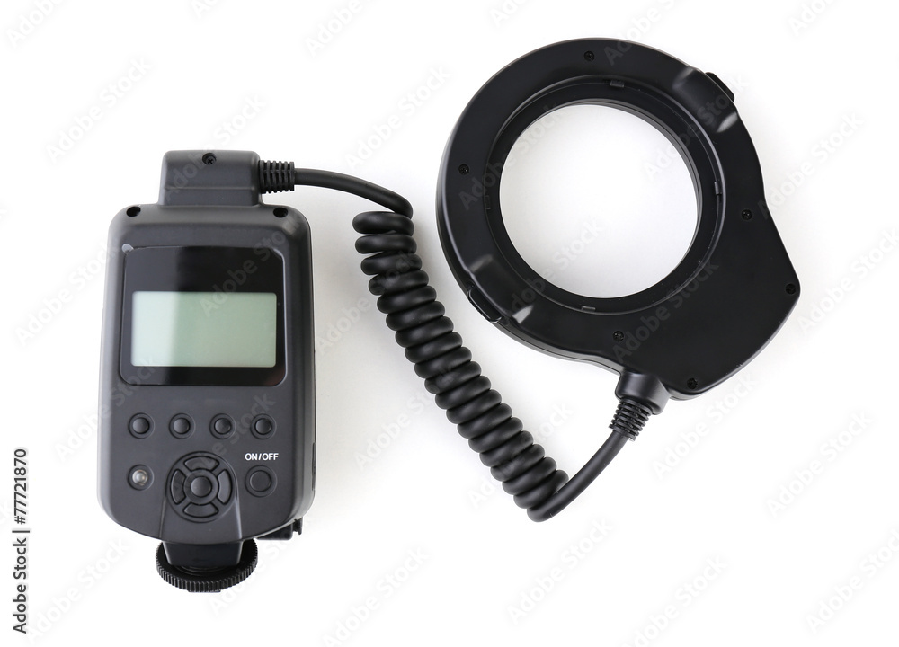 Ring flash of camera isolated on white Ring flash of camera isolated on white