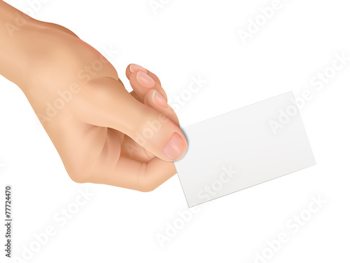 business concept: hand holding a business card