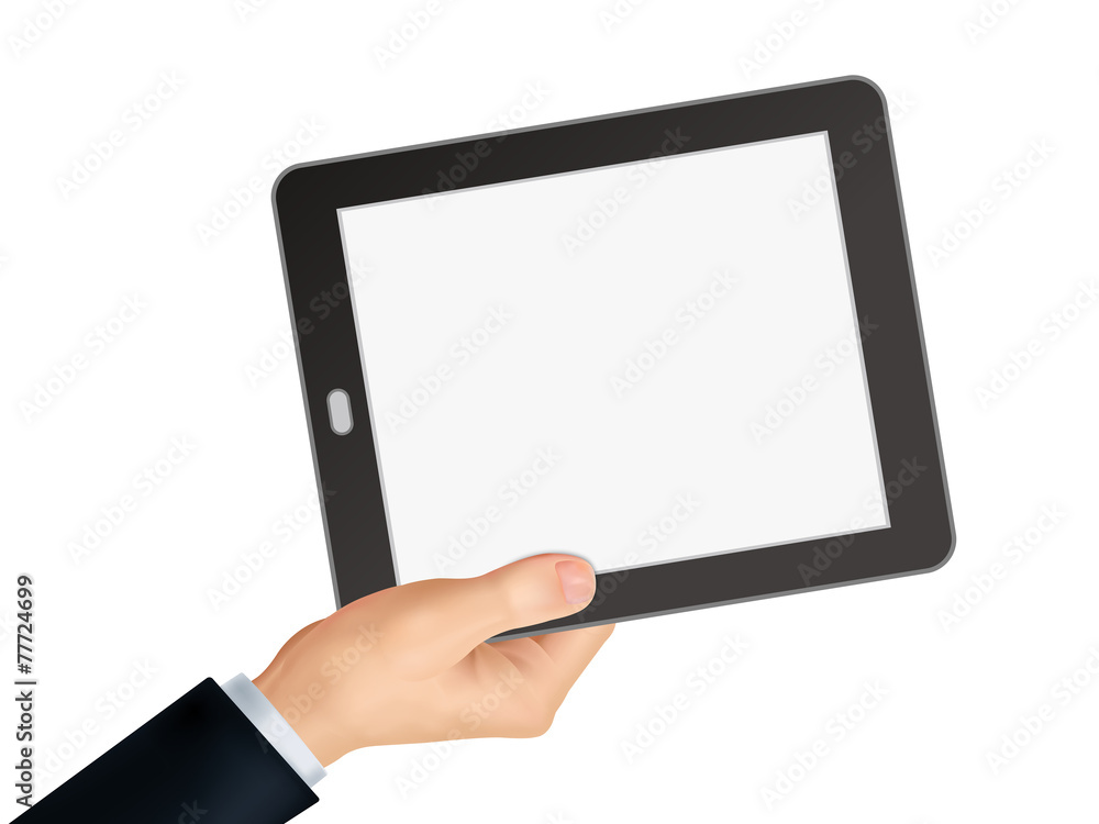 business concept: 3d hand holding a tablet business concept: 3d hand holding a tablet