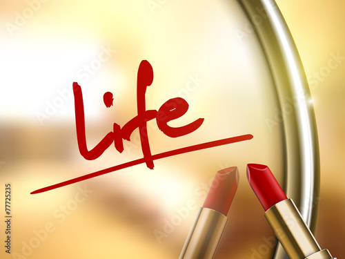 life word written by red lipstick