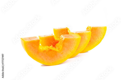 whole papaya fruits on white background