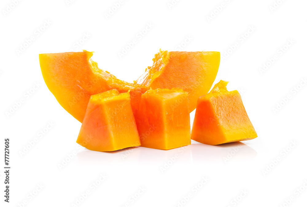 whole papaya fruits on white background whole papaya fruits on white background