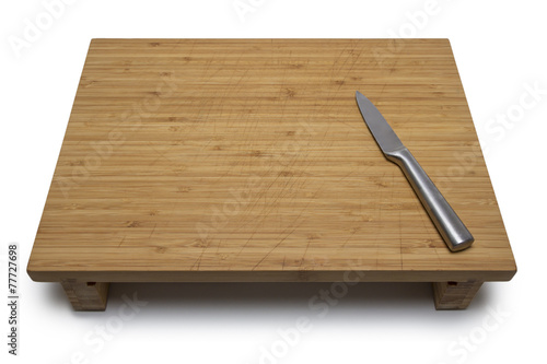 Cutting board with knife