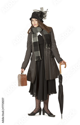 Attractive woman in the role of Mary Poppins photo