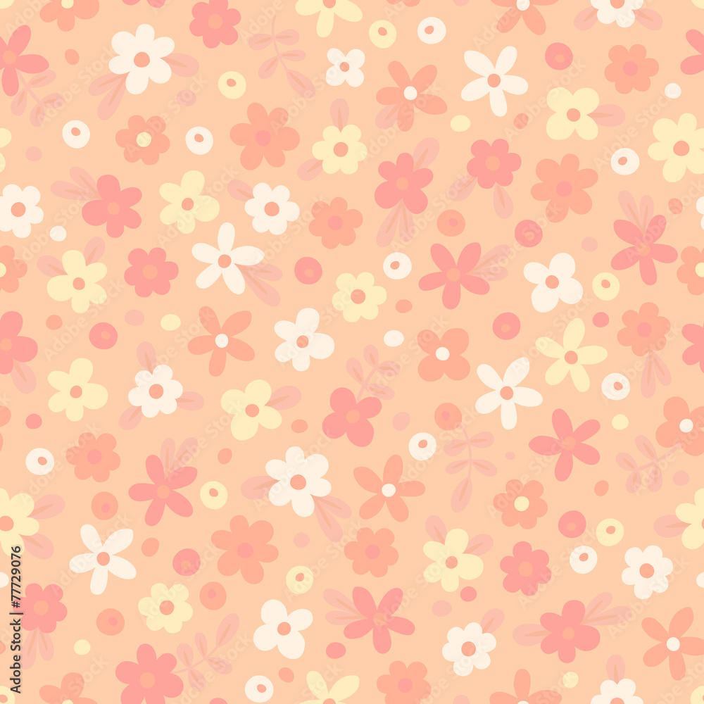 Seamless pattern with cute flowers.