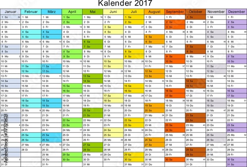 Kalender 2017 universal - ohne Feiertage