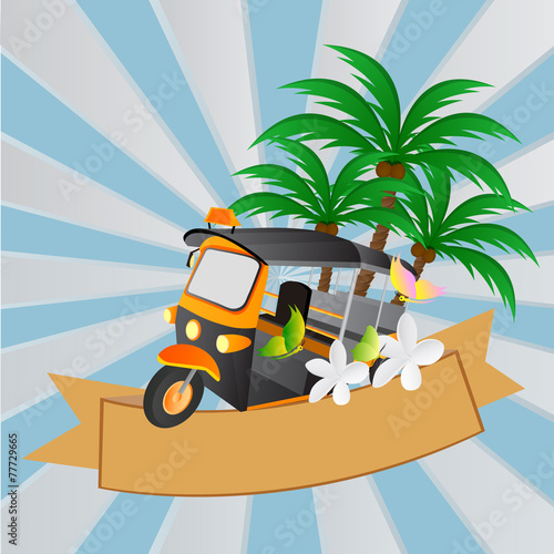 Three-wheeler vector,Tuk Tuk taxi car Thailand