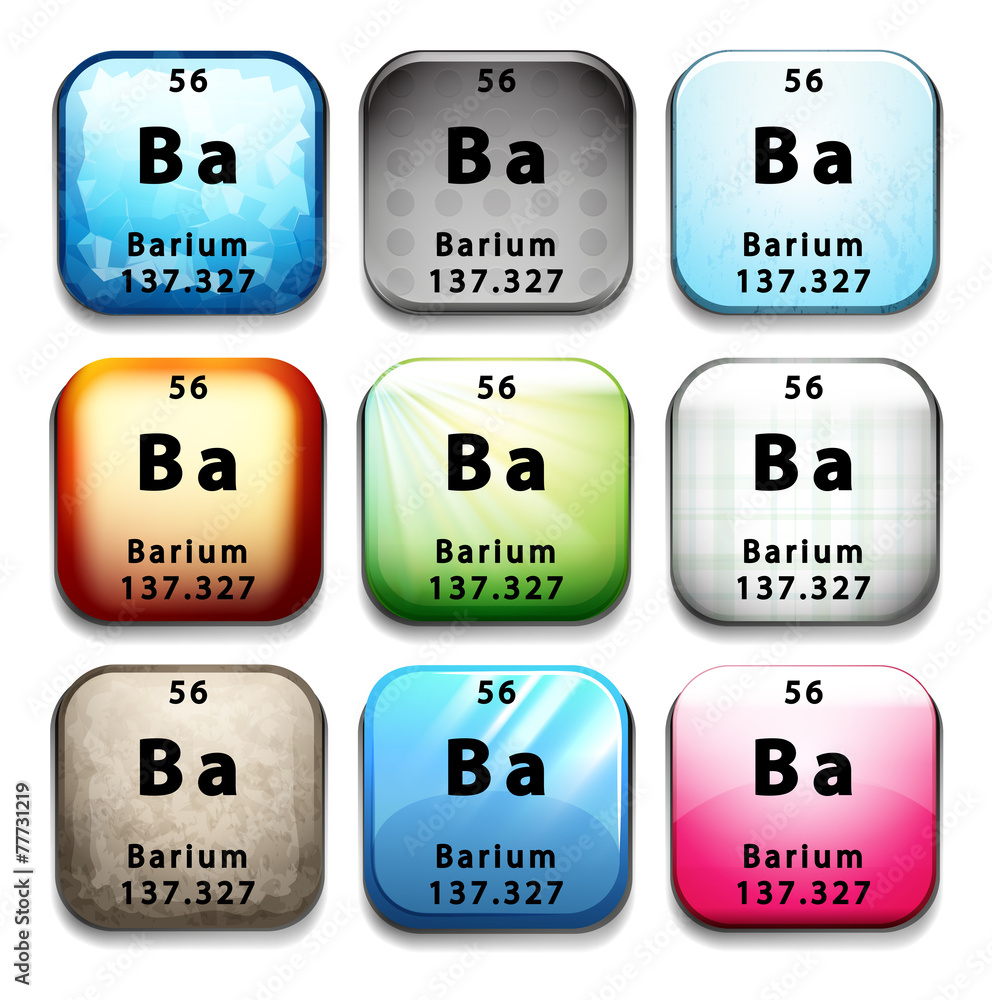 A button with the chemical element Barium