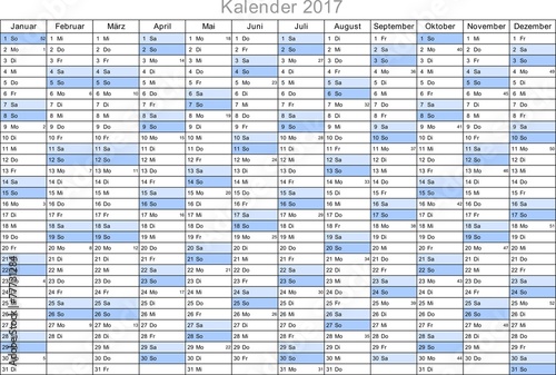 Kalender 2017 universal - ohne Feiertage