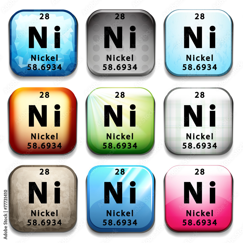 A button with the chemical Nickel A button with the chemical Nickel