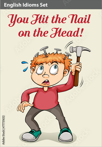 A boy hammering his head