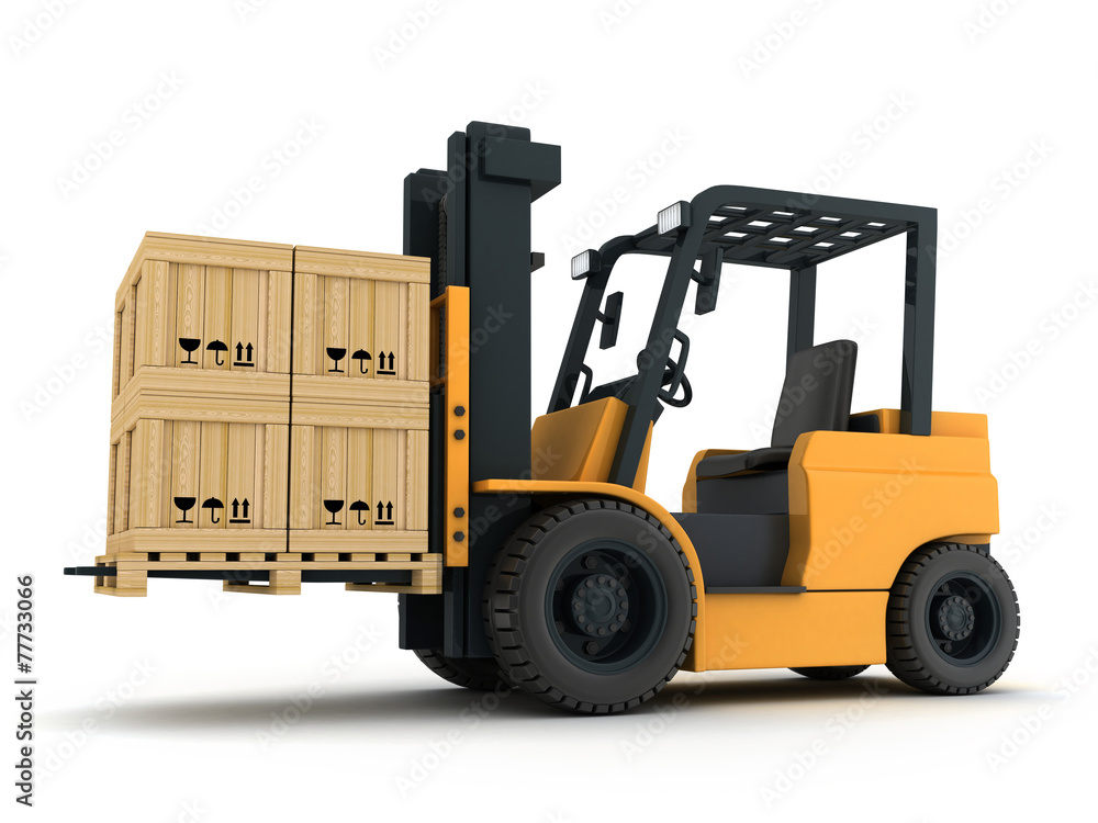Forklift truck and box Forklift truck and box