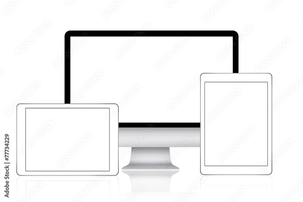 Two tablets and computer monitor Two tablets and computer monitor