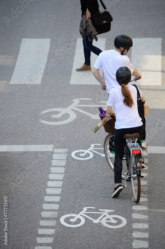 Photography Bicyclists waiting for green
